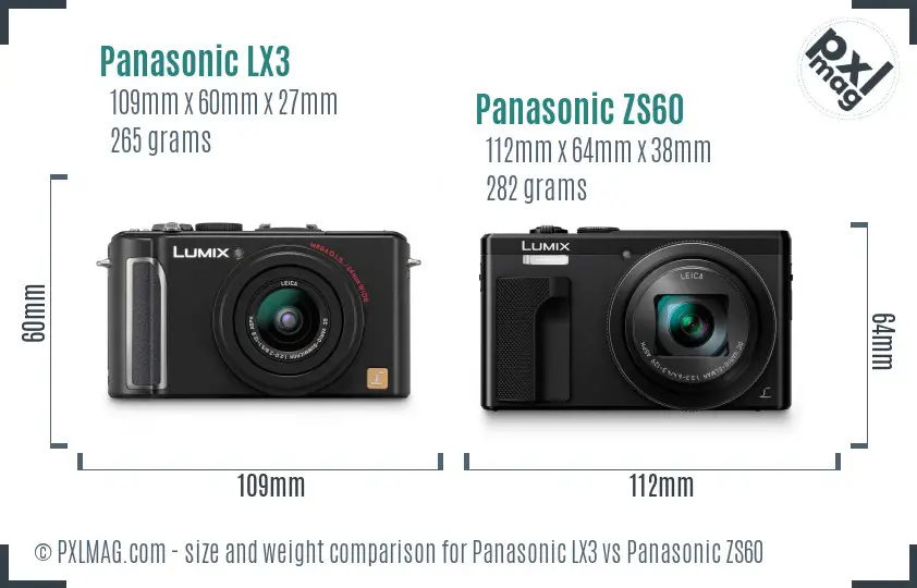 Panasonic LX3 vs Panasonic ZS60 size comparison
