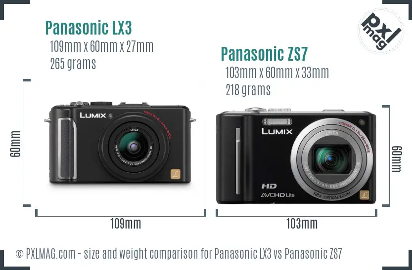 Panasonic LX3 vs Panasonic ZS7 size comparison