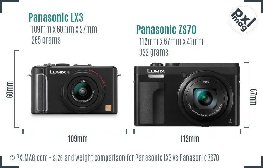 Panasonic LX3 vs Panasonic ZS70 size comparison