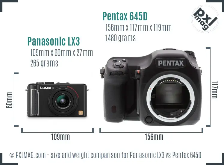 Panasonic LX3 vs Pentax 645D size comparison