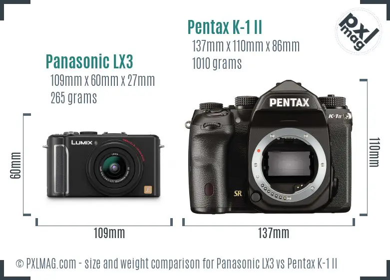 Panasonic LX3 vs Pentax K-1 II size comparison