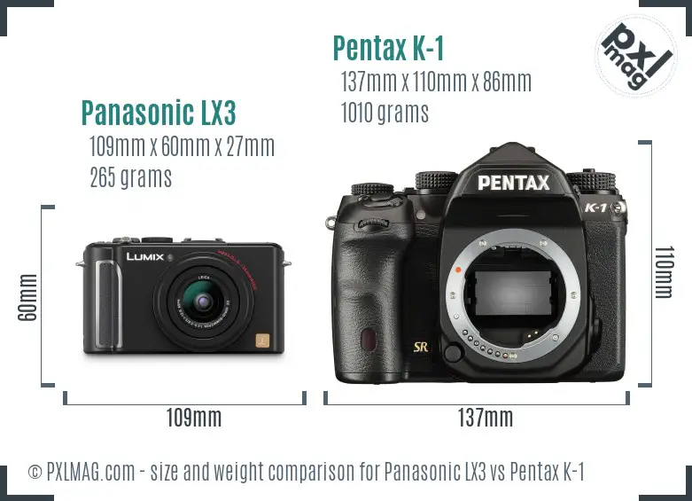 Panasonic LX3 vs Pentax K-1 size comparison