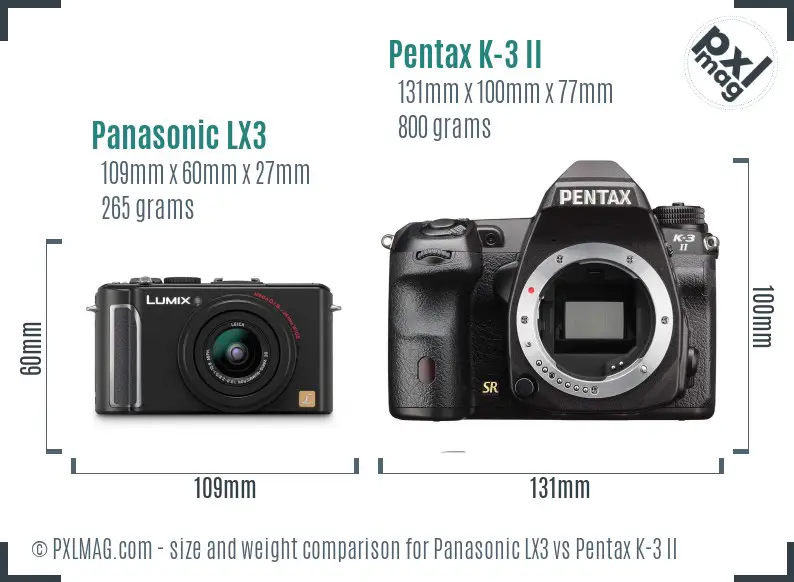 Panasonic LX3 vs Pentax K-3 II size comparison