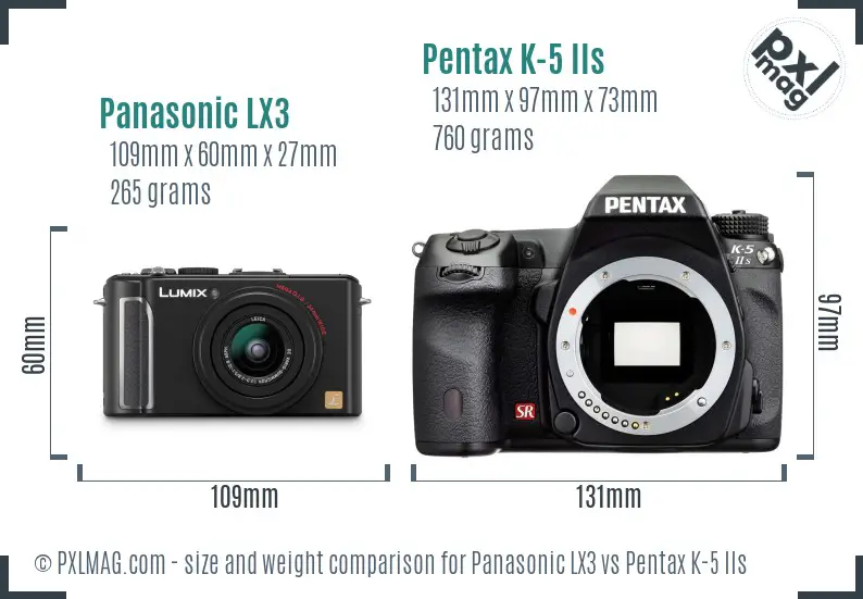 Panasonic LX3 vs Pentax K-5 IIs size comparison