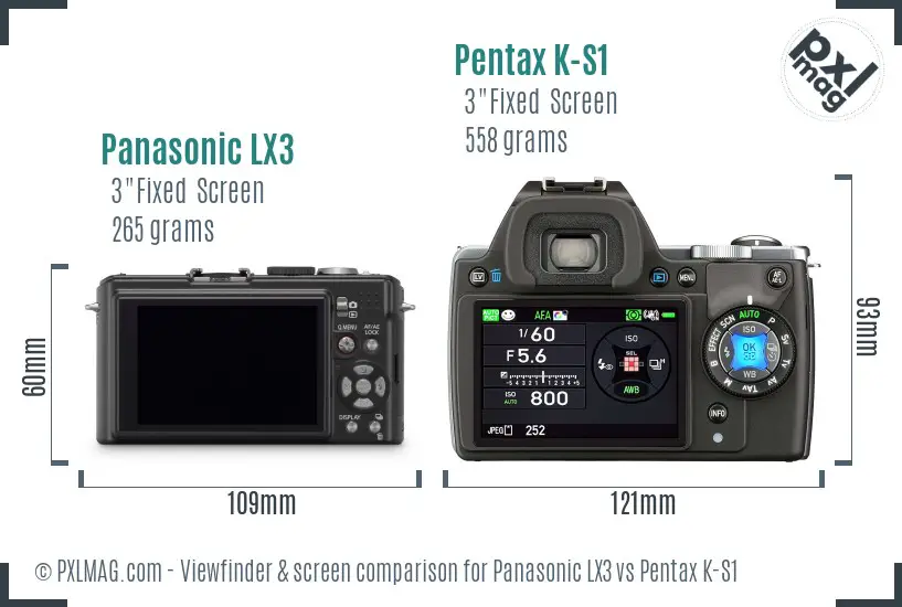 Panasonic LX3 vs Pentax K-S1 Screen and Viewfinder comparison