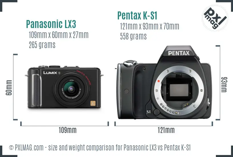 Panasonic LX3 vs Pentax K-S1 size comparison