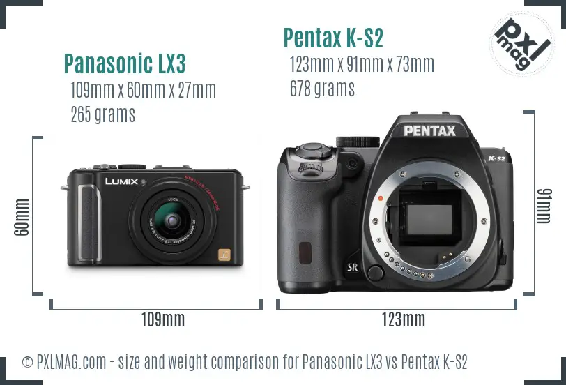 Panasonic LX3 vs Pentax K-S2 size comparison