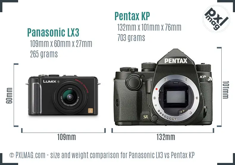 Panasonic LX3 vs Pentax KP size comparison