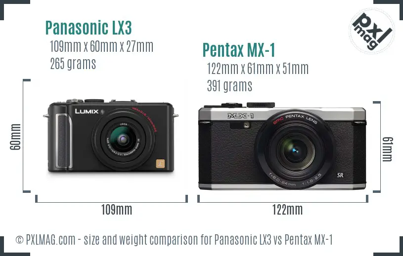 Panasonic LX3 vs Pentax MX-1 size comparison