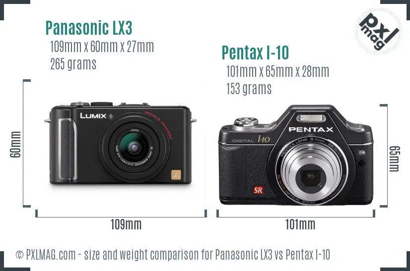 Panasonic LX3 vs Pentax I-10 size comparison