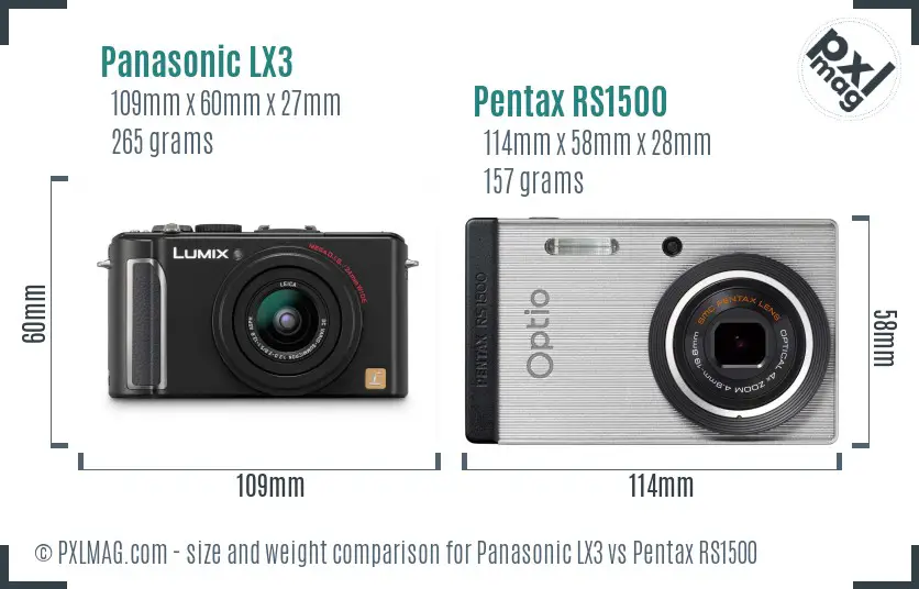 Panasonic LX3 vs Pentax RS1500 size comparison