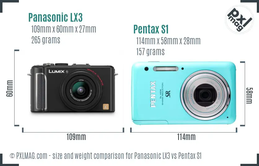 Panasonic LX3 vs Pentax S1 size comparison
