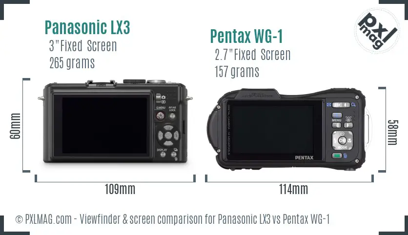 Panasonic LX3 vs Pentax WG-1 Screen and Viewfinder comparison