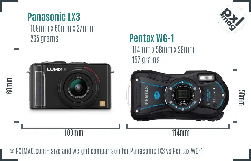 Panasonic LX3 vs Pentax WG-1 size comparison