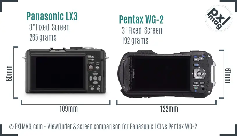 Panasonic LX3 vs Pentax WG-2 Screen and Viewfinder comparison