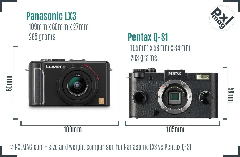 Panasonic LX3 vs Pentax Q-S1 size comparison