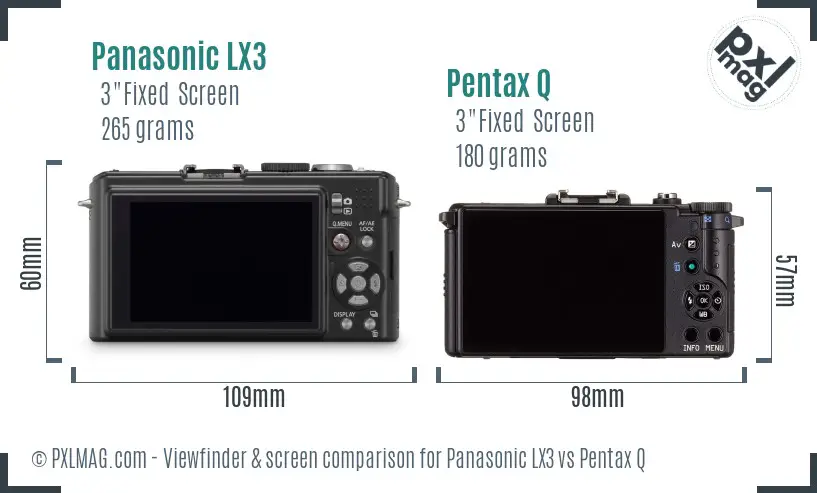 Panasonic LX3 vs Pentax Q Screen and Viewfinder comparison