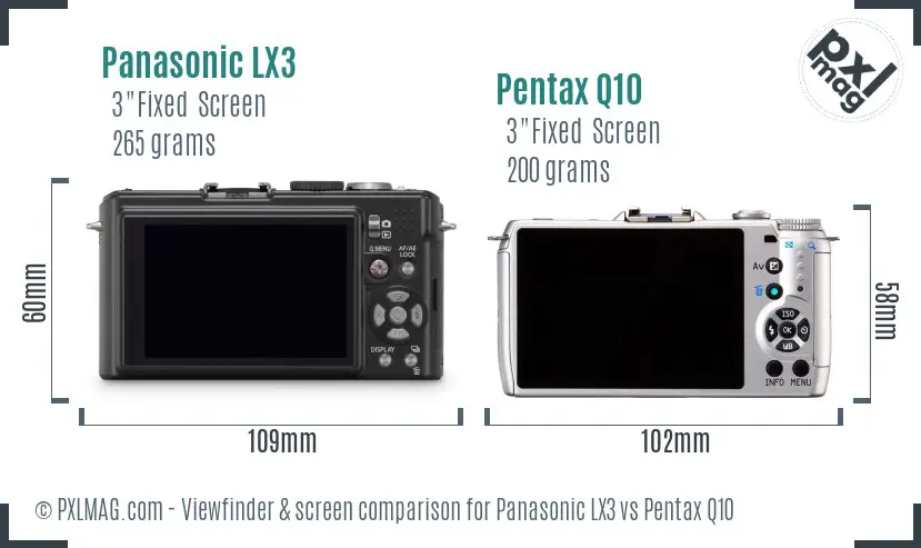 Panasonic LX3 vs Pentax Q10 Screen and Viewfinder comparison