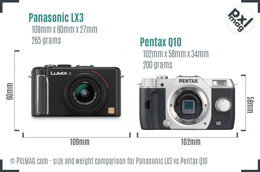 Panasonic LX3 vs Pentax Q10 size comparison