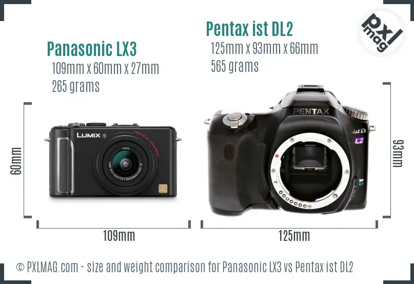 Panasonic LX3 vs Pentax ist DL2 size comparison