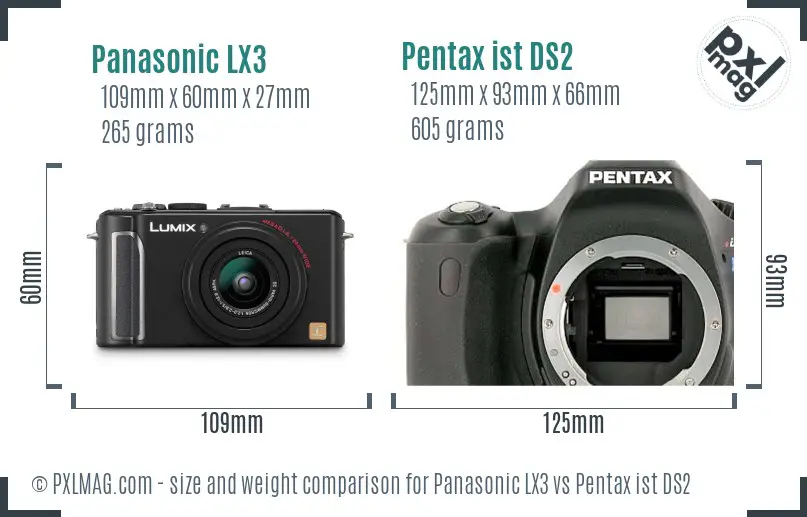 Panasonic LX3 vs Pentax ist DS2 size comparison