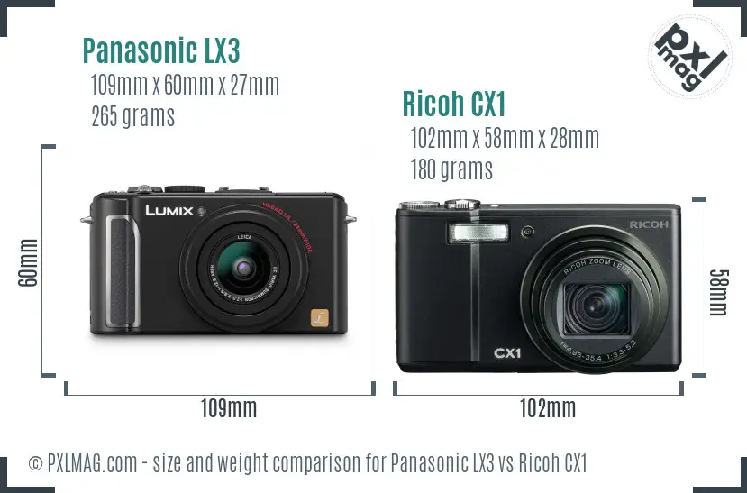 Panasonic LX3 vs Ricoh CX1 size comparison