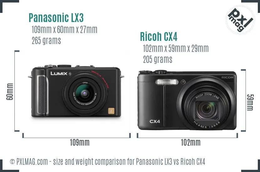 Panasonic LX3 vs Ricoh CX4 size comparison