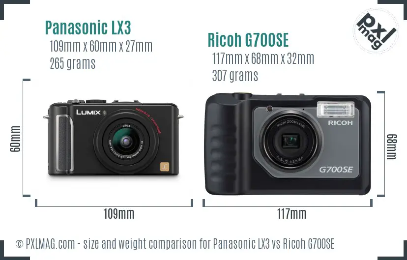 Panasonic LX3 vs Ricoh G700SE size comparison Panasonic LX3 vs Ricoh G700SE size comparison