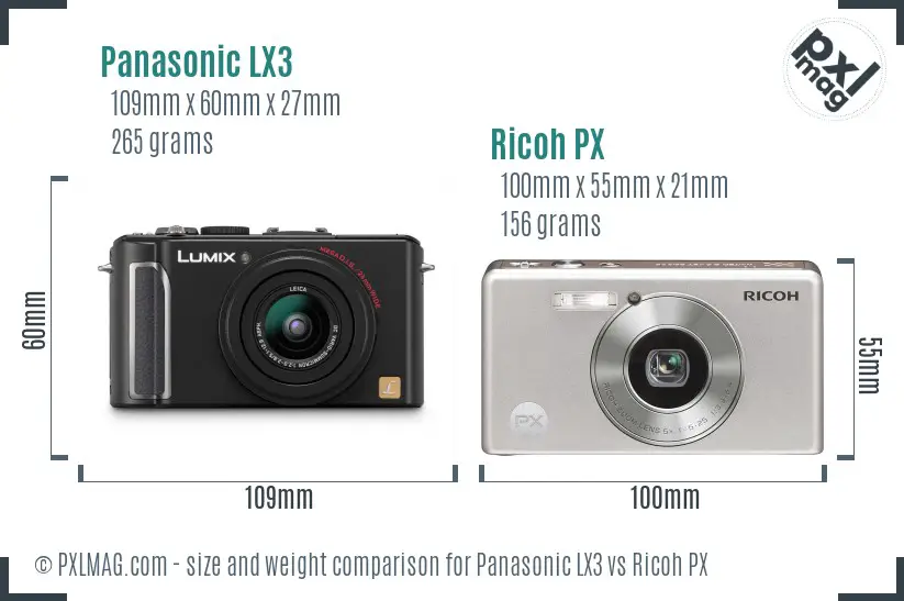 Panasonic LX3 vs Ricoh PX size comparison Panasonic LX3 vs Ricoh PX size comparison