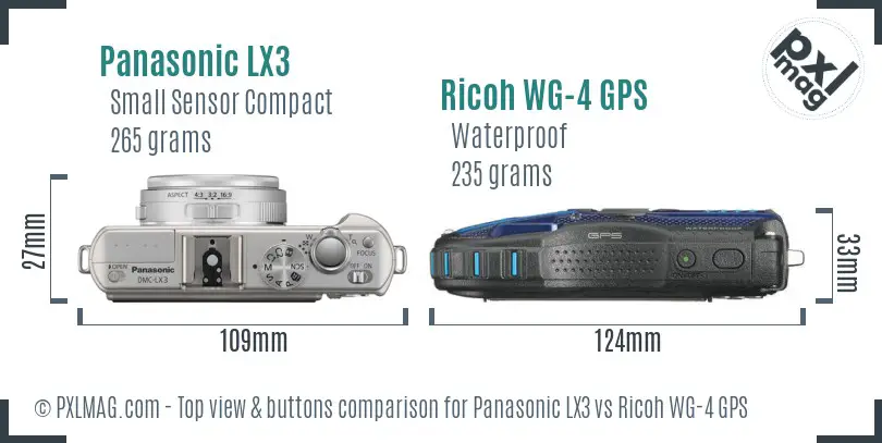 Panasonic LX3 vs Ricoh WG-4 GPS top view buttons comparison