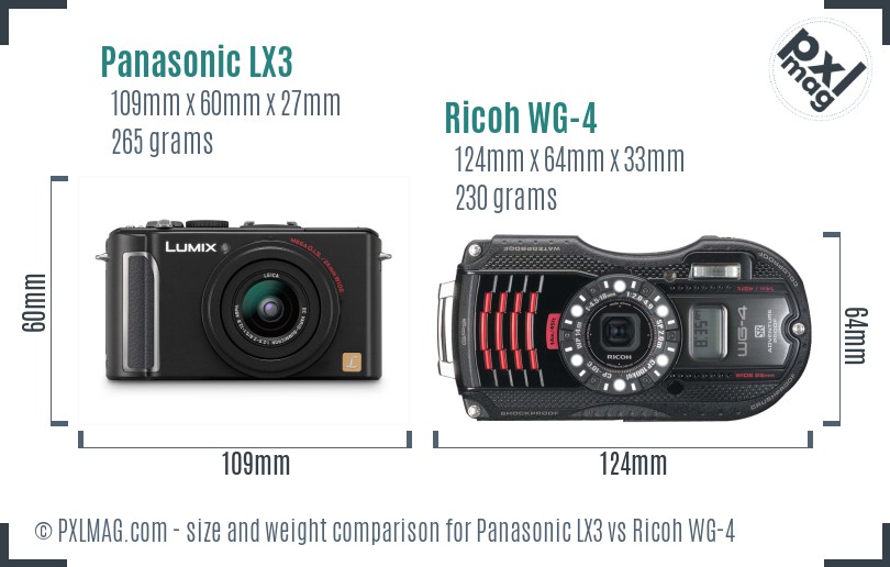 Panasonic LX3 vs Ricoh WG-4 size comparison Panasonic LX3 vs Ricoh WG-4 size comparison