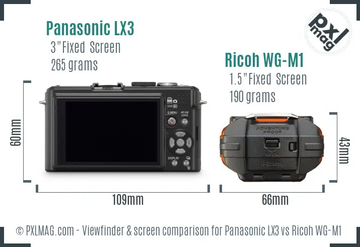 Panasonic LX3 vs Ricoh WG-M1 Screen and Viewfinder comparison Panasonic LX3 vs Ricoh WG-M1 Screen and Viewfinder comparison