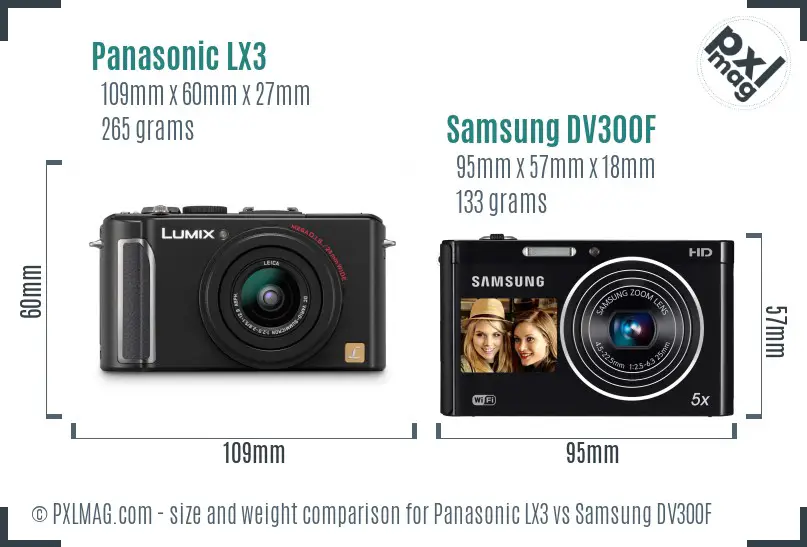 Panasonic LX3 vs Samsung DV300F size comparison