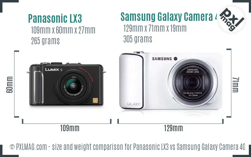 Panasonic LX3 vs Samsung Galaxy Camera 4G size comparison