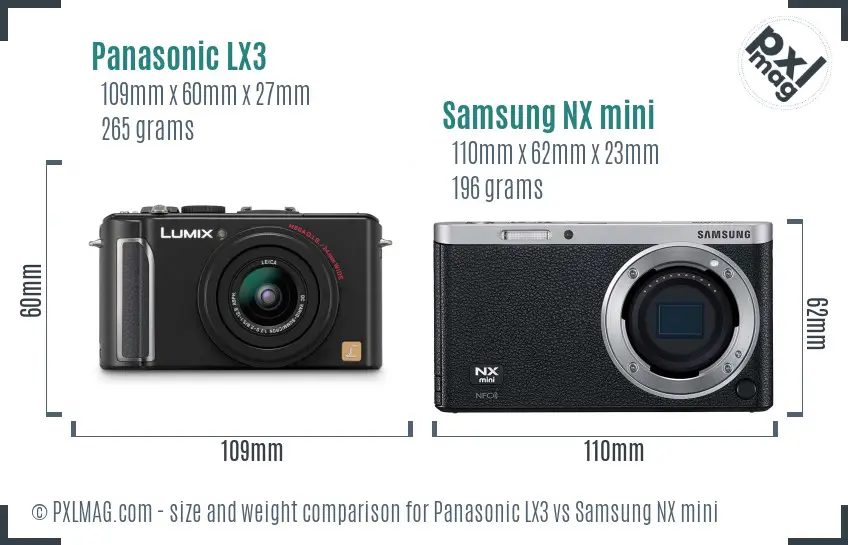 Panasonic LX3 vs Samsung NX mini size comparison