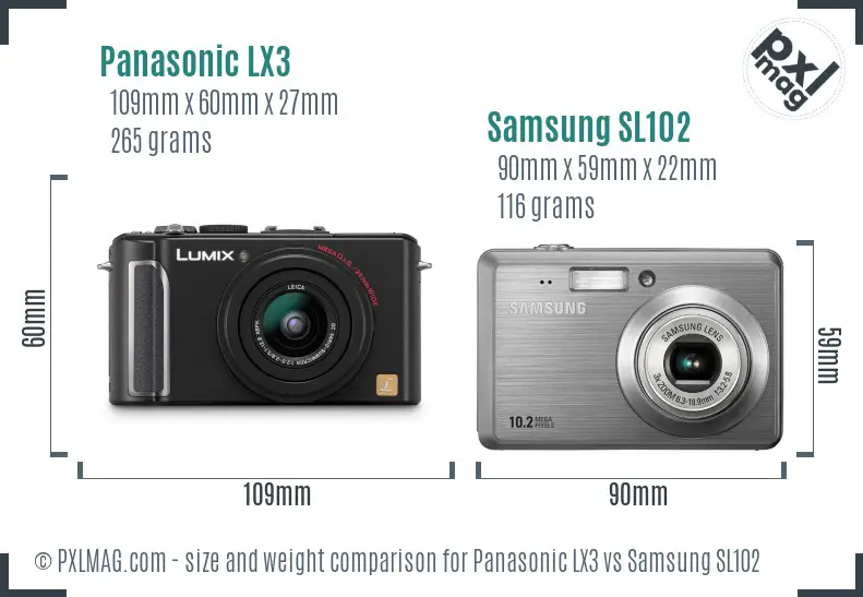 Panasonic LX3 vs Samsung SL102 size comparison