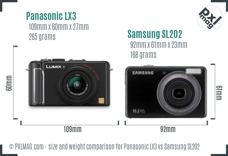 Panasonic LX3 vs Samsung SL202 size comparison Panasonic LX3 vs Samsung SL202 size comparison