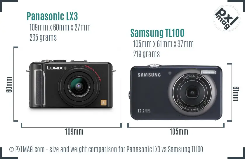 Panasonic LX3 vs Samsung TL100 size comparison