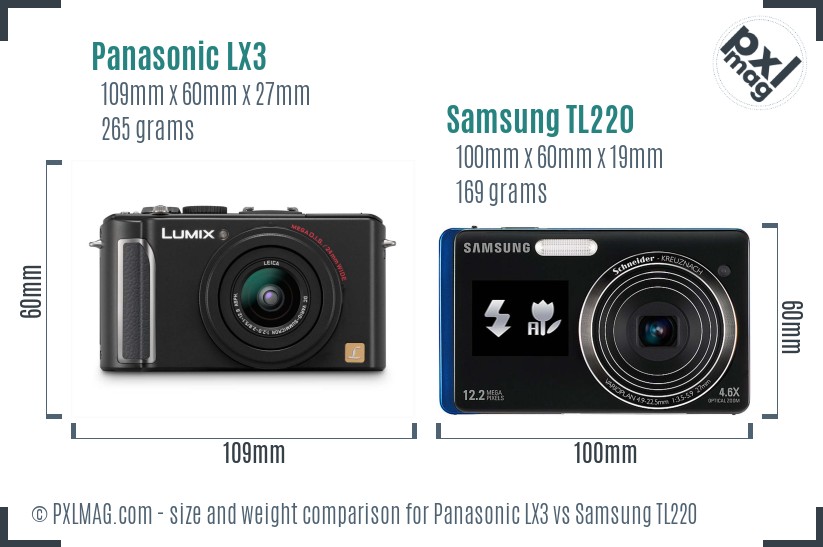 Panasonic LX3 vs Samsung TL220 size comparison Panasonic LX3 vs Samsung TL220 size comparison
