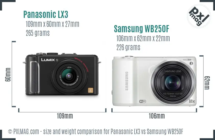 Panasonic LX3 vs Samsung WB250F size comparison Panasonic LX3 vs Samsung WB250F size comparison