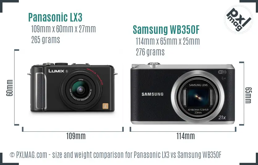 Panasonic LX3 vs Samsung WB350F size comparison Panasonic LX3 vs Samsung WB350F size comparison