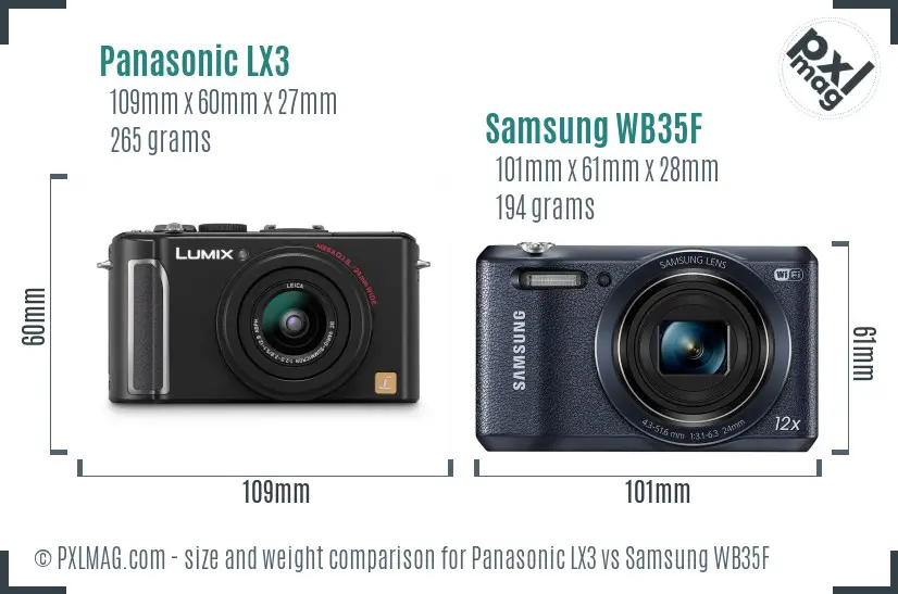 Panasonic LX3 vs Samsung WB35F size comparison
