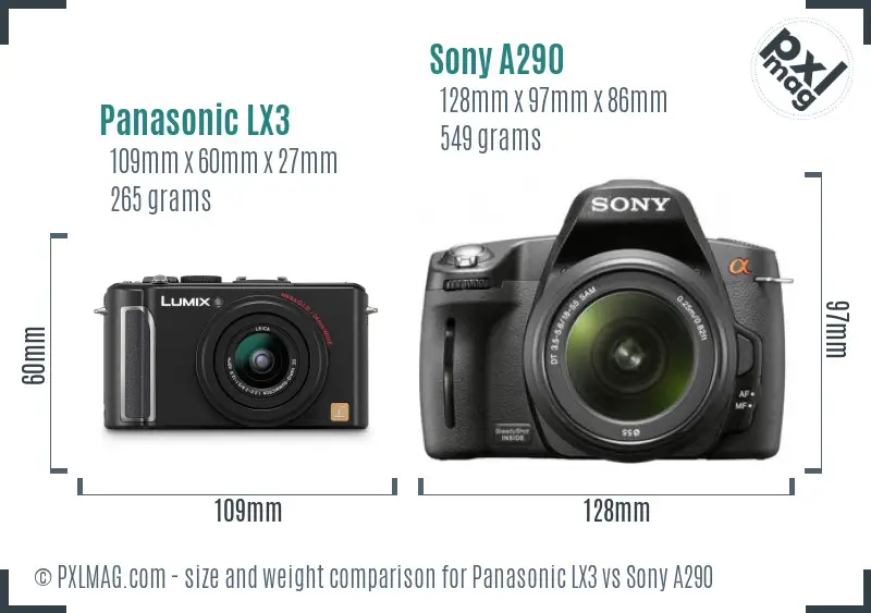 Panasonic LX3 vs Sony A290 size comparison