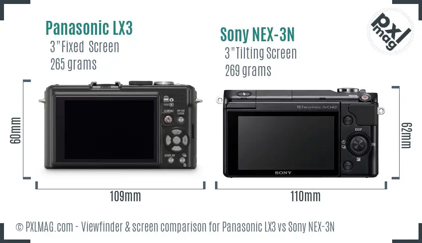 Panasonic LX3 vs Sony NEX-3N Screen and Viewfinder comparison