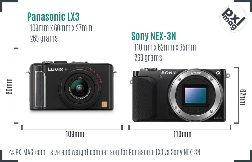 Panasonic LX3 vs Sony NEX-3N size comparison