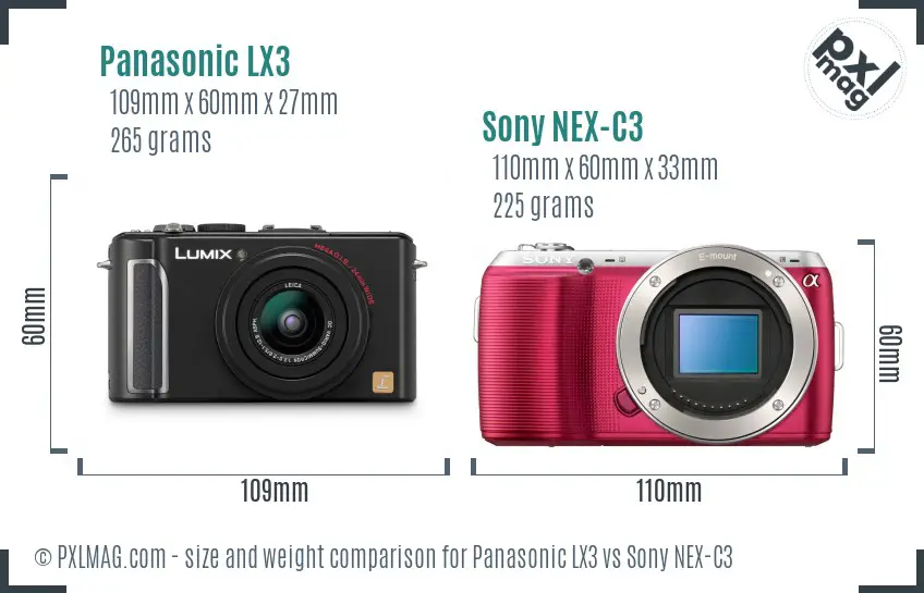 Panasonic LX3 vs Sony NEX-C3 size comparison
