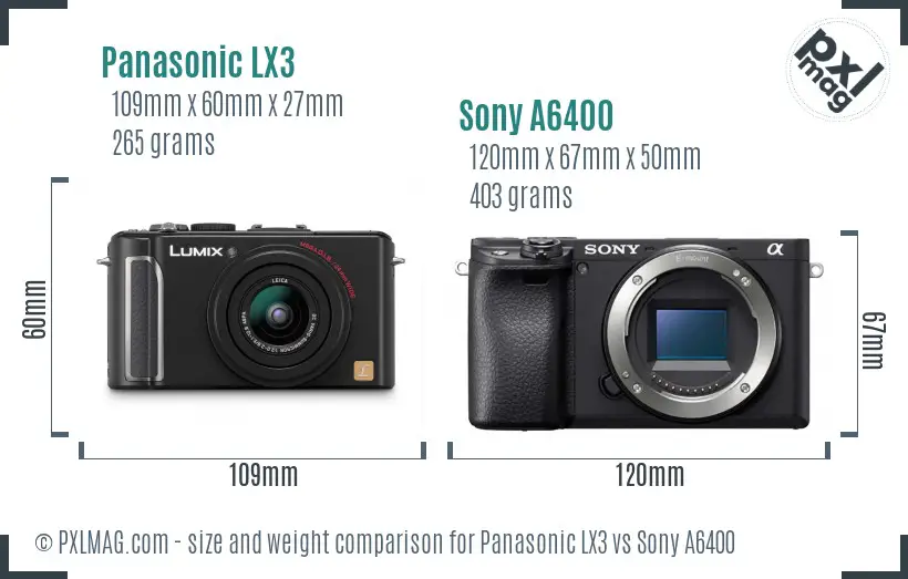 Panasonic LX3 vs Sony A6400 size comparison Panasonic LX3 vs Sony A6400 size comparison