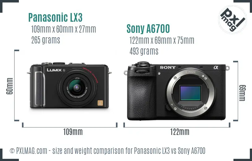Panasonic LX3 vs Sony A6700 size comparison Panasonic LX3 vs Sony A6700 size comparison