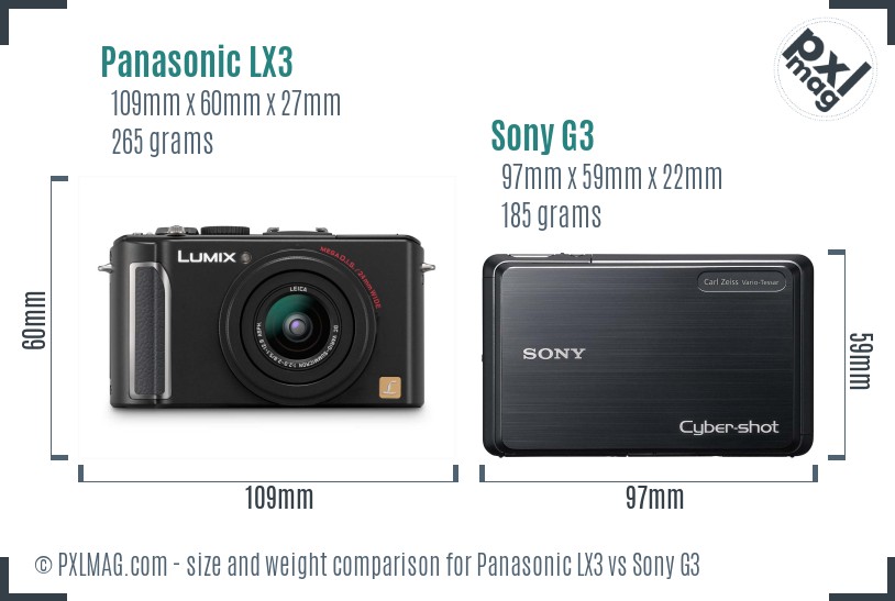 Panasonic LX3 vs Sony G3 size comparison