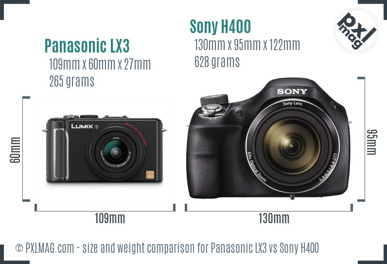 Panasonic LX3 vs Sony H400 size comparison